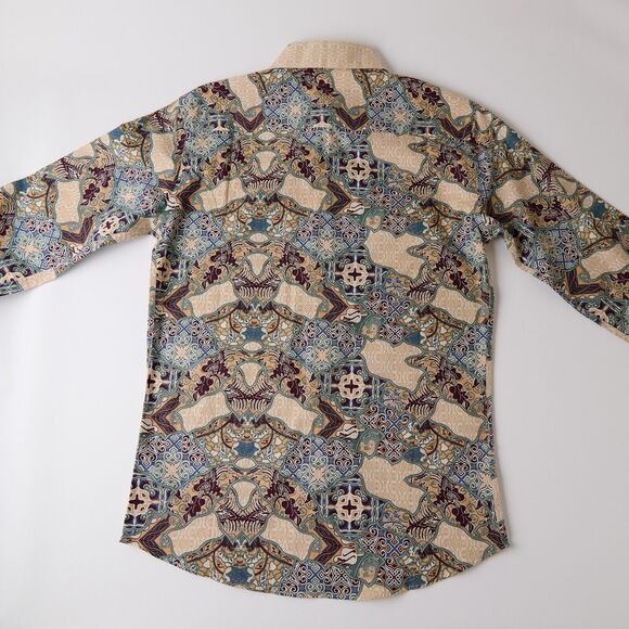 Vtg Y2K Mens M Colin Dion Shu Ajrak-Inspired Shirt Slim Fit Boho Eclectic Indie - Picture 6 of 9